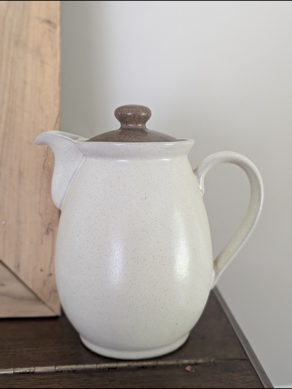 Denby Stoneware Teapot Cream Speckled Pitcher Made in England